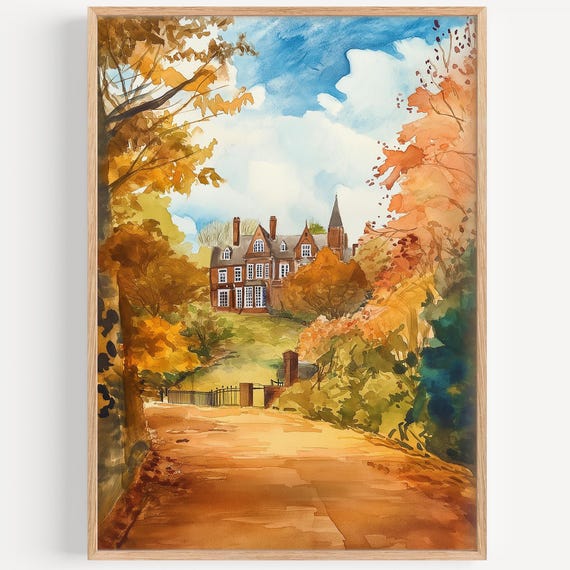 Hampstead Heath Watercolor Painting Wall Art Print London Poster Travel Decor Illustration Home