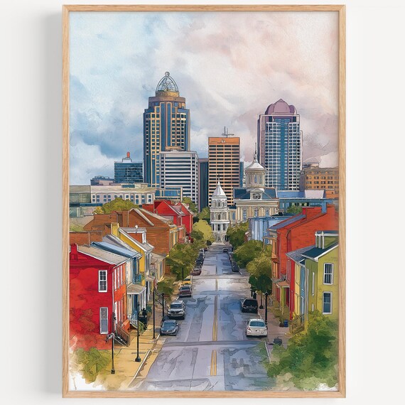 Louisville Watercolor Travel Poster, Wall Art Print