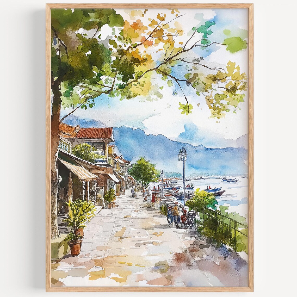 Da Nang Watercolor Poster, Vietnam Travel Decor