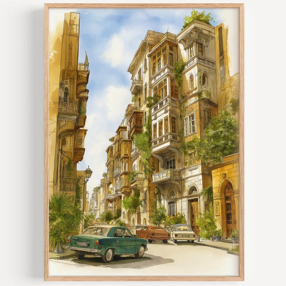 Alexandria Watercolor Painting Wall Art Print Egypt Travel Poster Decor Illustration Home