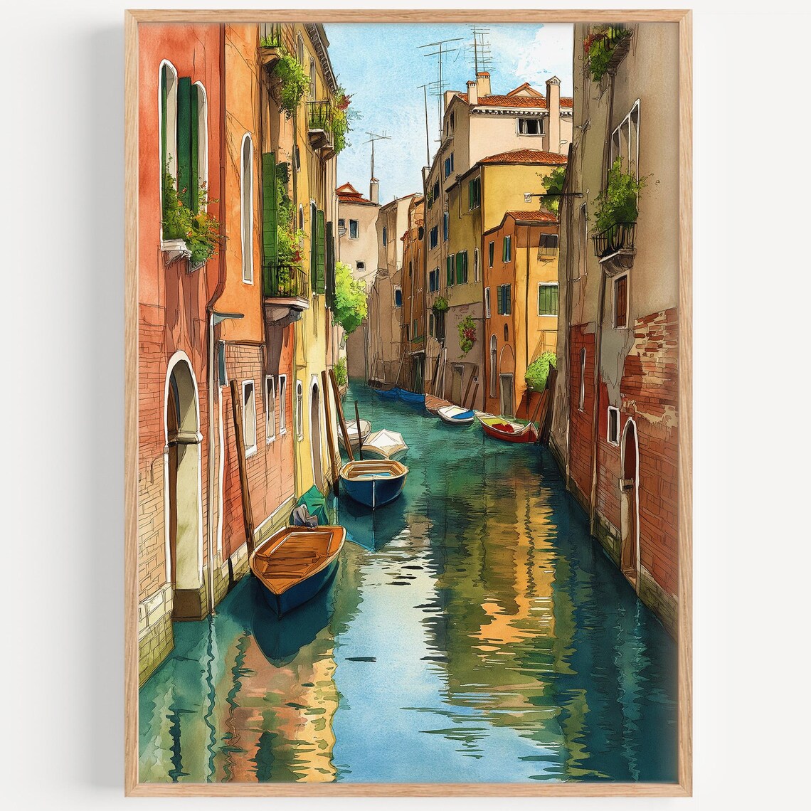Venice Watercolor Painting Travel Poster, Italy Decor