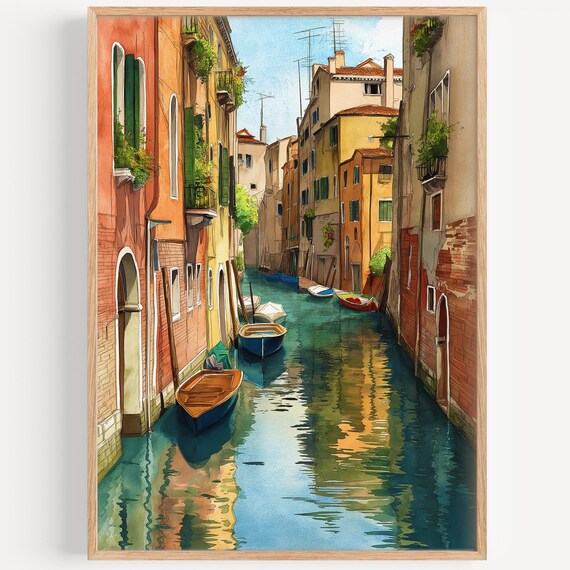 Venice Watercolor Painting Travel Poster, Italy Decor