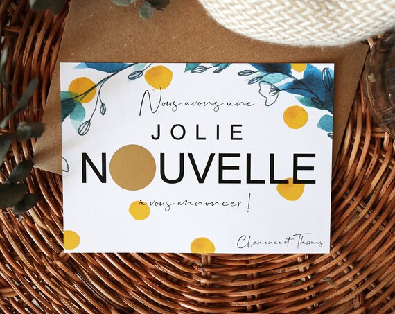 Personalized Scratch Card Announcement Print, Nice News