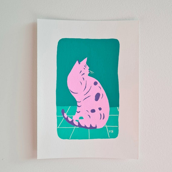 Original Cat Painting Original Acrylic Painting Painting Posca Original Artwork Handmade Painting Katze Katzen