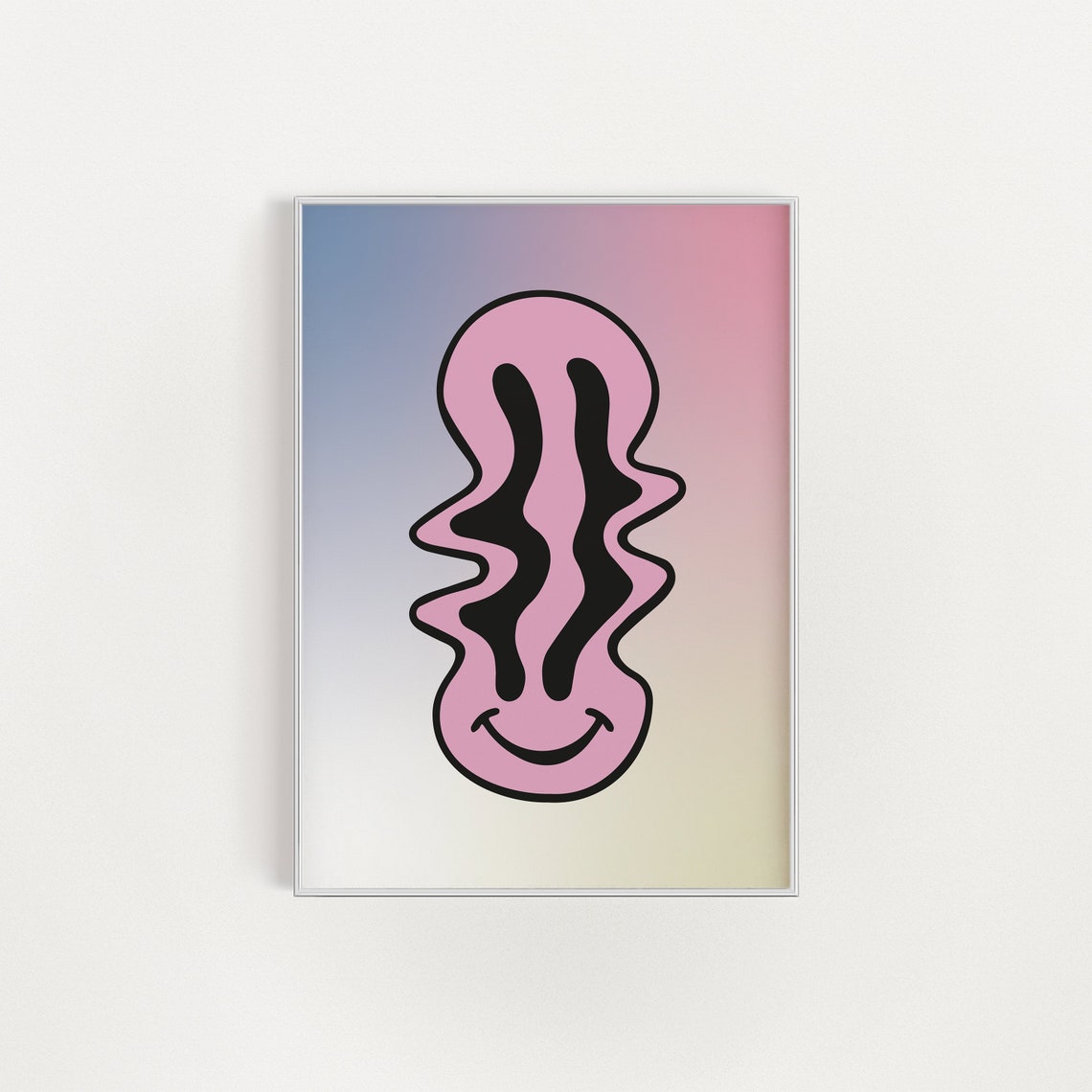 Drippy Smiley Face Pastel Gradient Groovy Psychedelic Poster