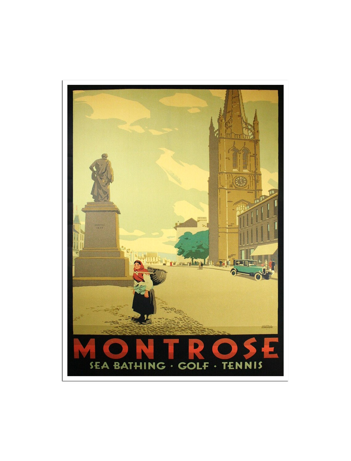 Montrose Scotland Sea Bathing Golf Tennis Vintage Travel Poster
