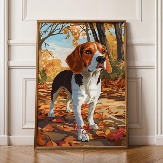 Beagle Dog Wall Art Framed Poster Cute Pet Home Decor Animal Lover Gift Modern Print For Living Room Or Office