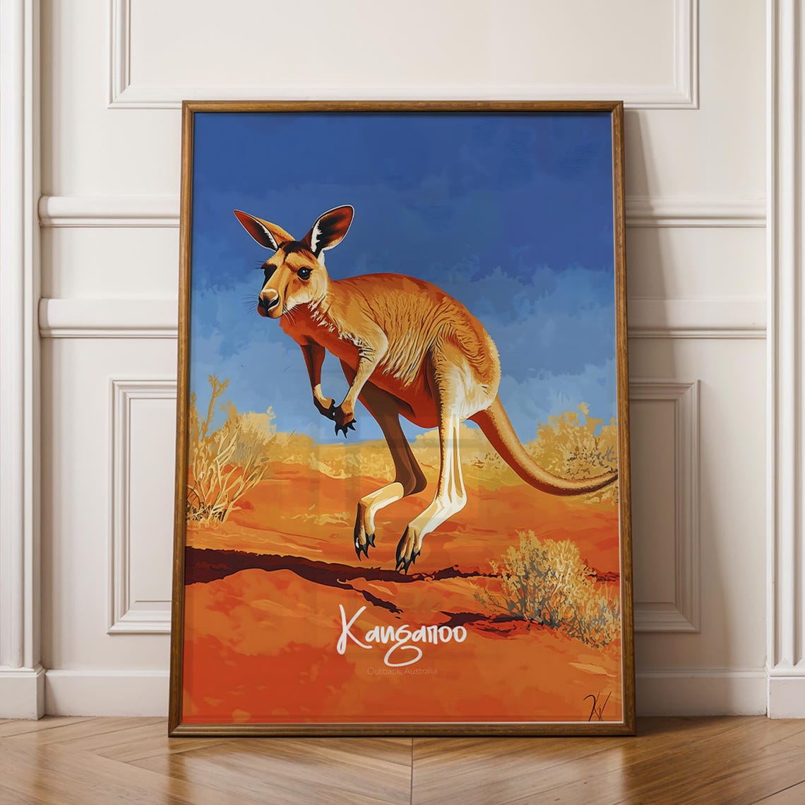 Kangaroo Outback Australia Red Desert Wildlife Portrait Poster