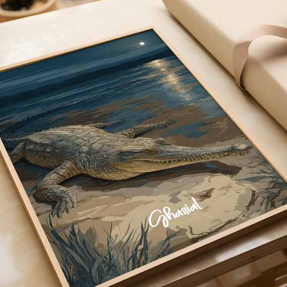 Gharial Framed Poster Rare Reptile Wall Art For Kids Nursery
