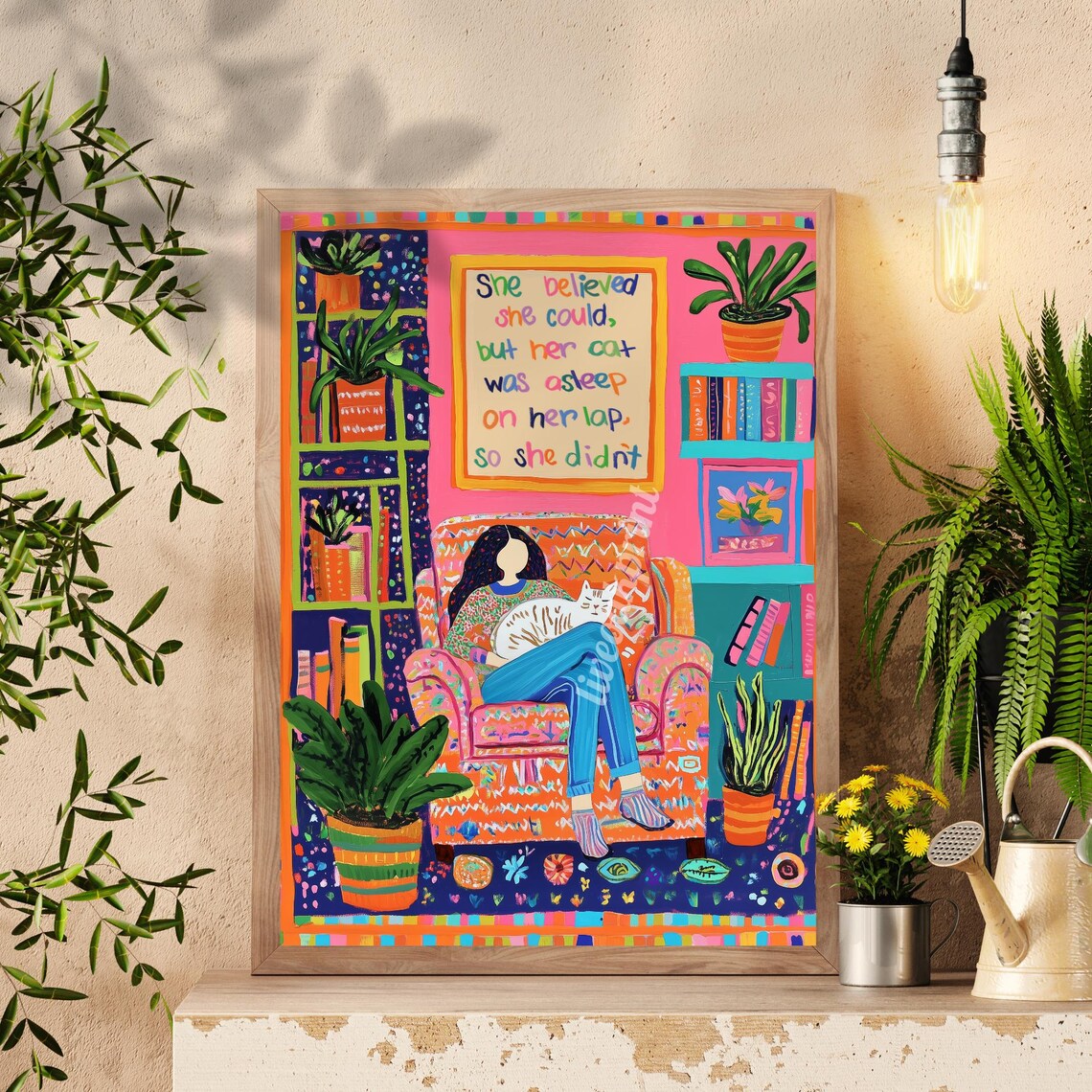 Funny Cozy Cat Reading Print, Bookish Cat Lover - Image 3