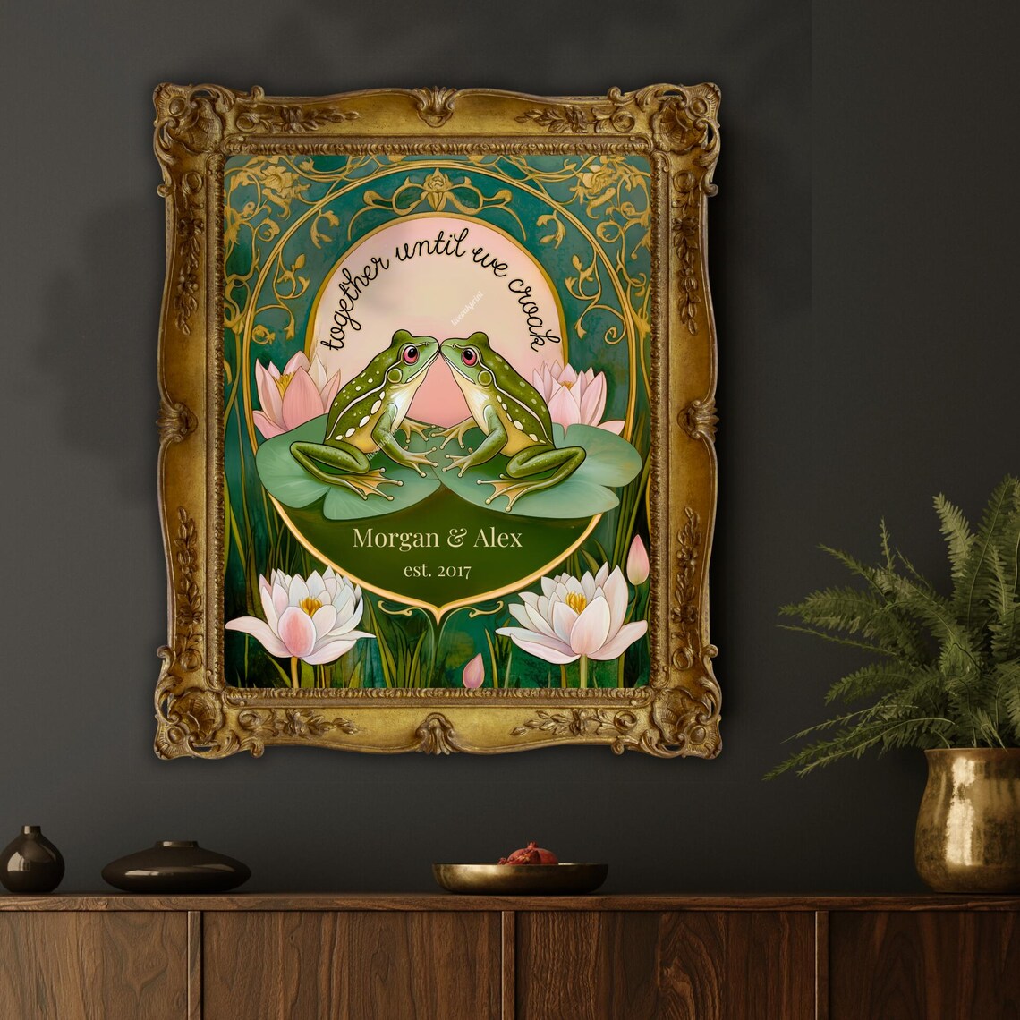 Custom Couple Frog Print, Together Until We Croak Art Print