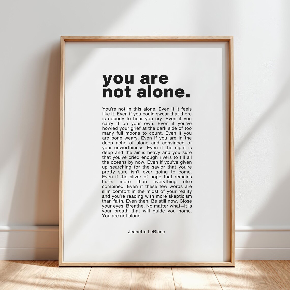 Comforting Quote Art Print For Grief Healing