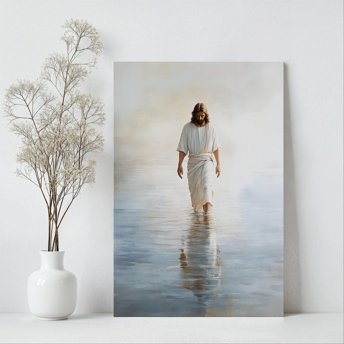 Jesus Christ Walking Toward Viewer On Calm Still Water Poster - Image 5