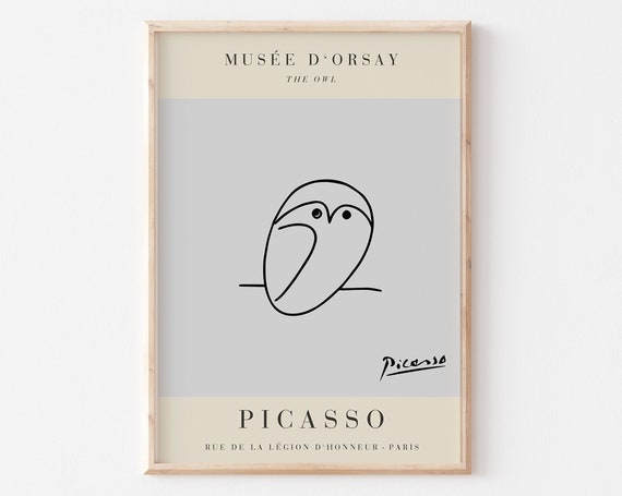 Picasso The Owl Exhibition Vintage Line Art Poster Minimalist Line Drawing Ideal Home Decor Or Gift Print