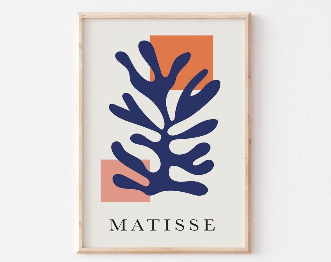 Henri Matisse Style Blue Coral Cut Out Abstract Modern Art Poster - Image 3