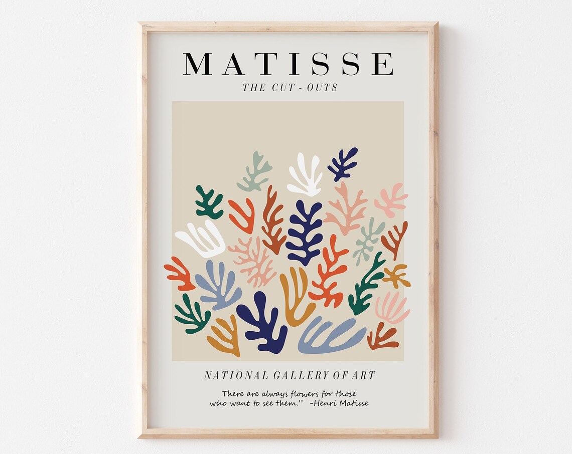 Henri Matisse The Cut Outs Coral Flower Quote Modern Art Poster