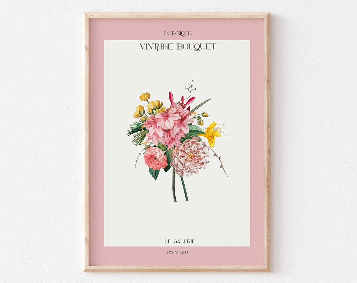 Botanique Vintage Bouquet Pink and Yellow Floral Gallery Poster - Image 3