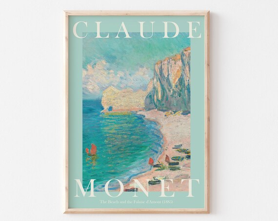 Claude Monet Etretat Beach Falaise d'Amont Cliffs 1885 Poster