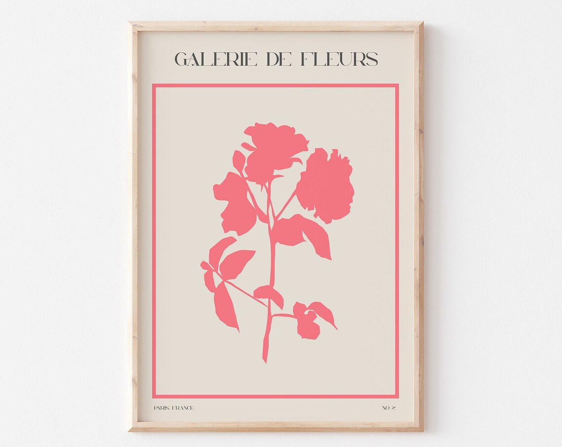 Galerie de Fleurs Pink Flower Silhouette Paris France Poster - Image 3