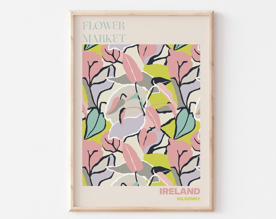 Flower Market Ireland Kilkenny Pastel Blossoms Modern Poster