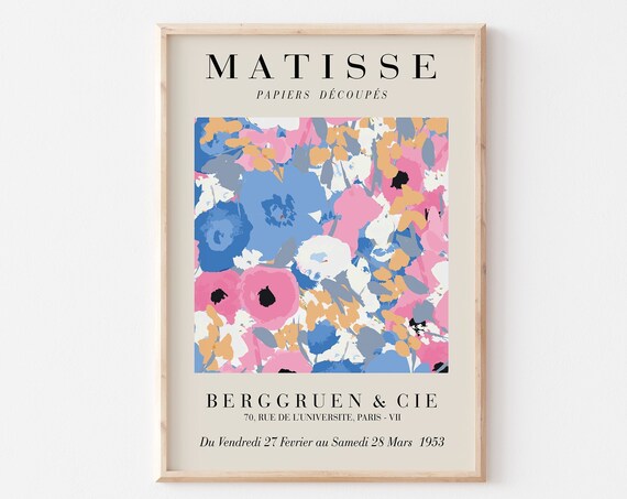 Matisse Pastel Blue Pink Ditsy Spring Floral Exhibition Poster