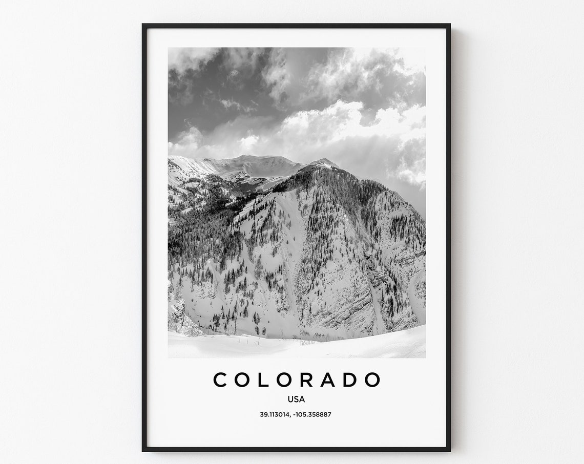 Colorado Travel Poster Colorado Print Colorado Photo Print Black And White Photography Monochrome Travel Photography America Travel