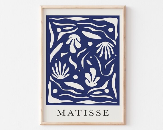 Henri Matisse Navy Blue Cut Outs Abstract Botanical Art Poster