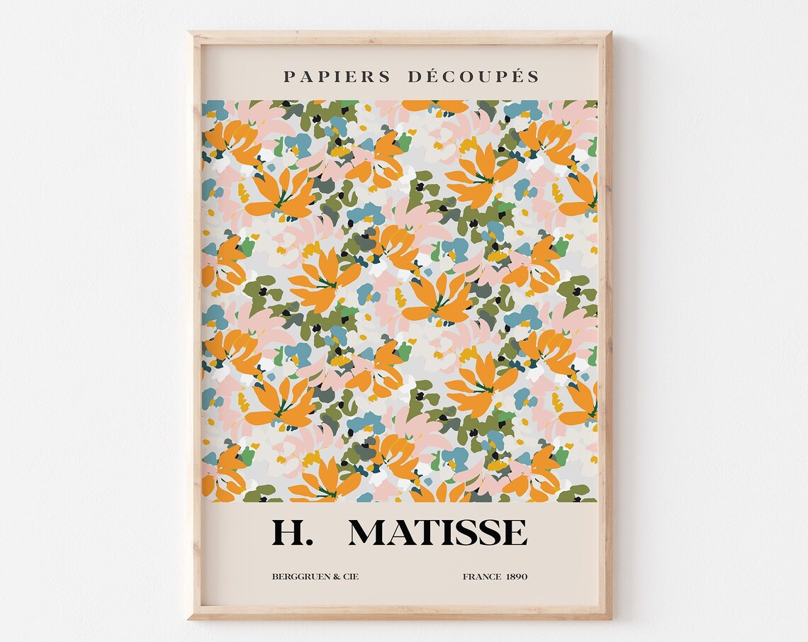 Matisse Papier Decoupe Orange Floral Cut Out Gallery Exhibition Poster