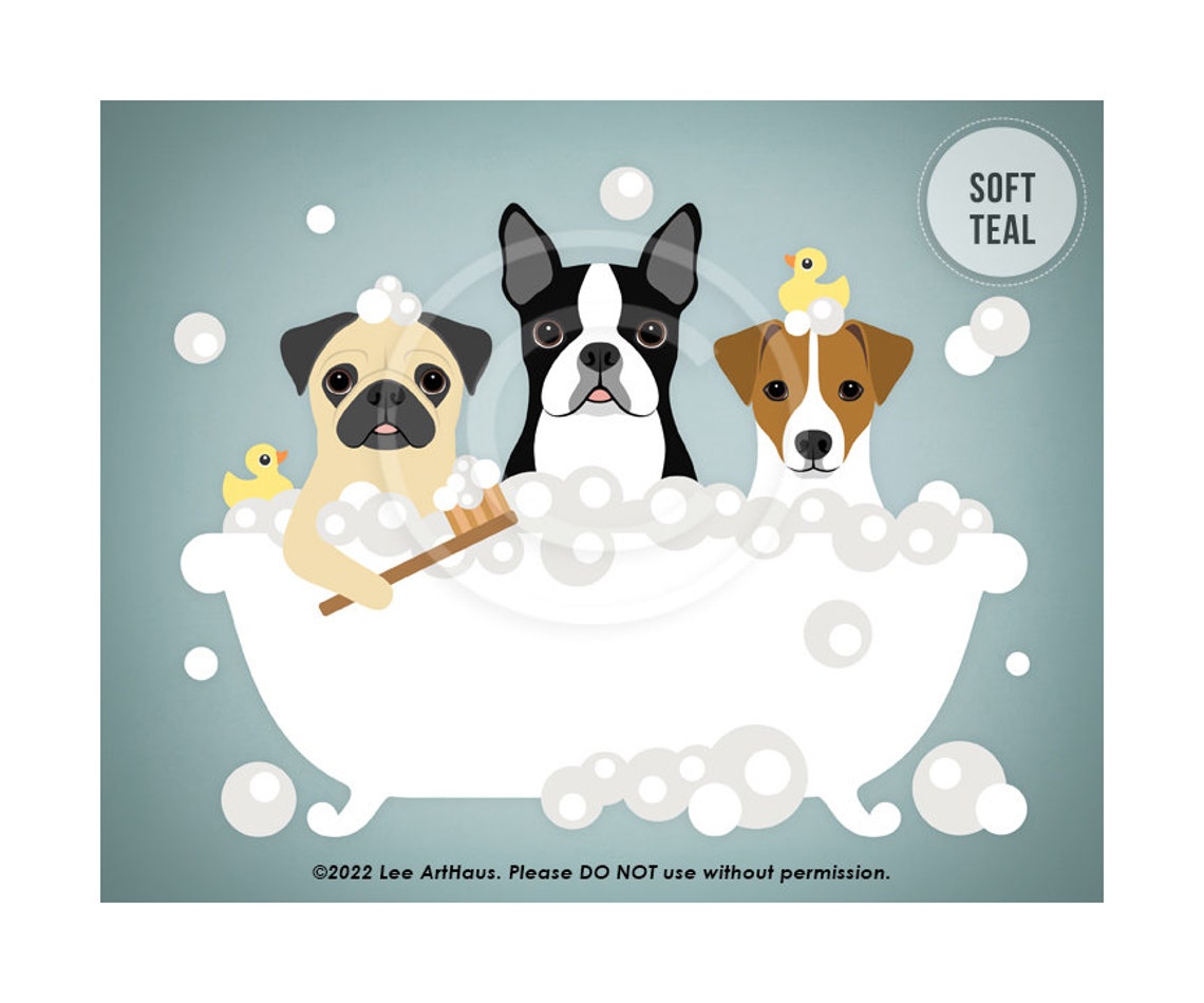 Pug Boston Terrier And Jack Russell Trio Bubble Bath Dog Poster - Image 4