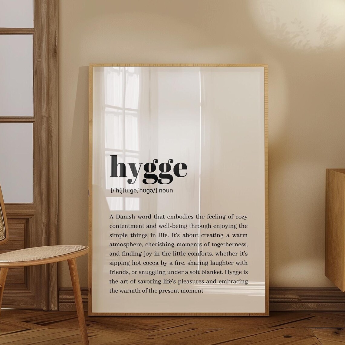 Hygge Definition Minimalist Scandinavian Wall Art Print - Image 2