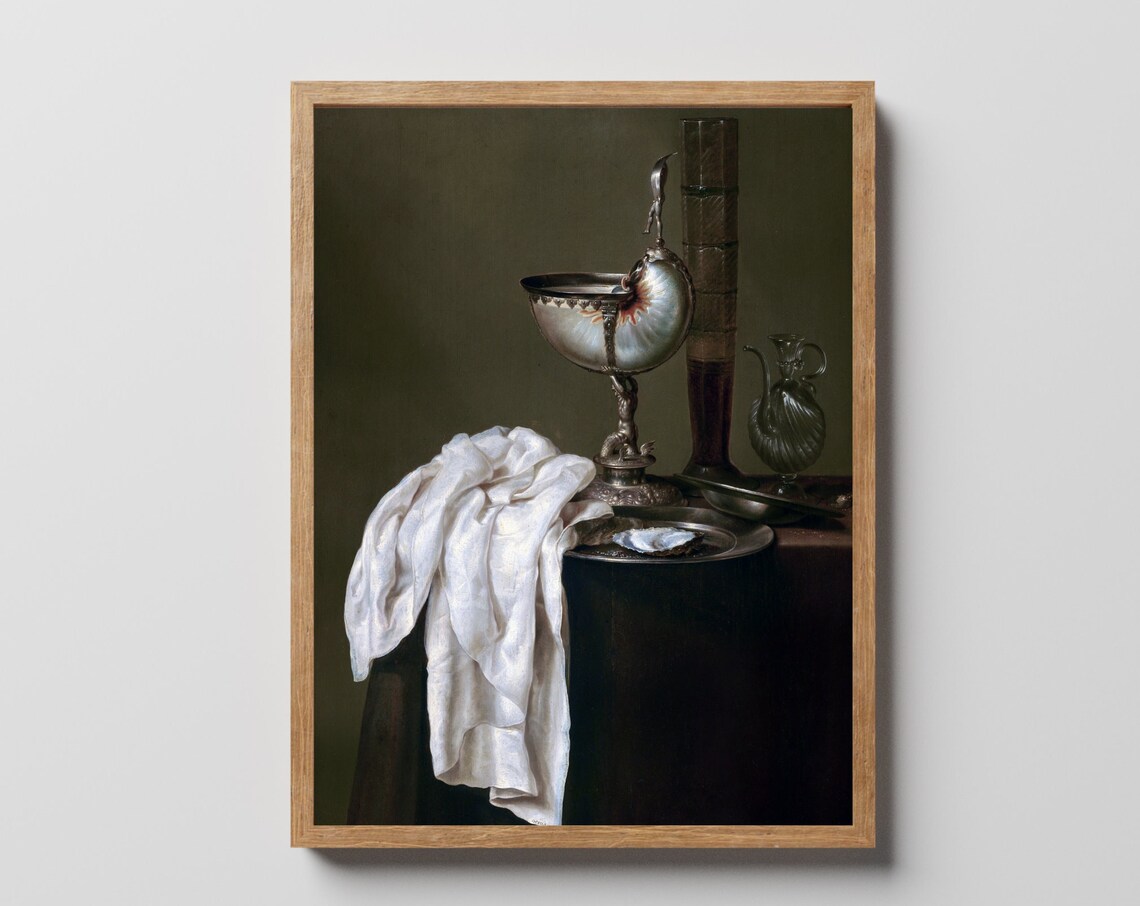 Dutch Golden Age Style Still Life With Nautilus Cup Vintage Poster - Image 4