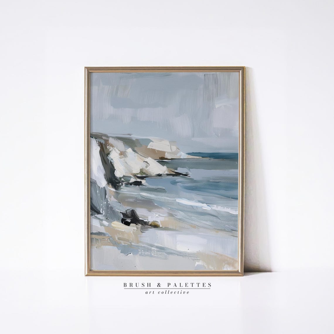 Abstract Coastal Cliff Art Print, Minimalist Seascape