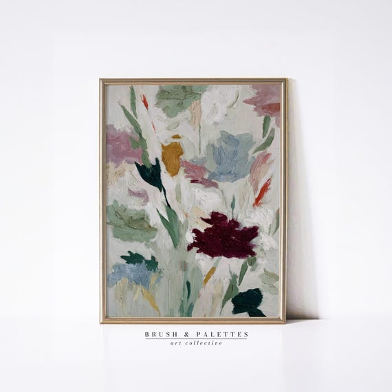 Abstract Floral Garden Print, Modern Botanical Art
