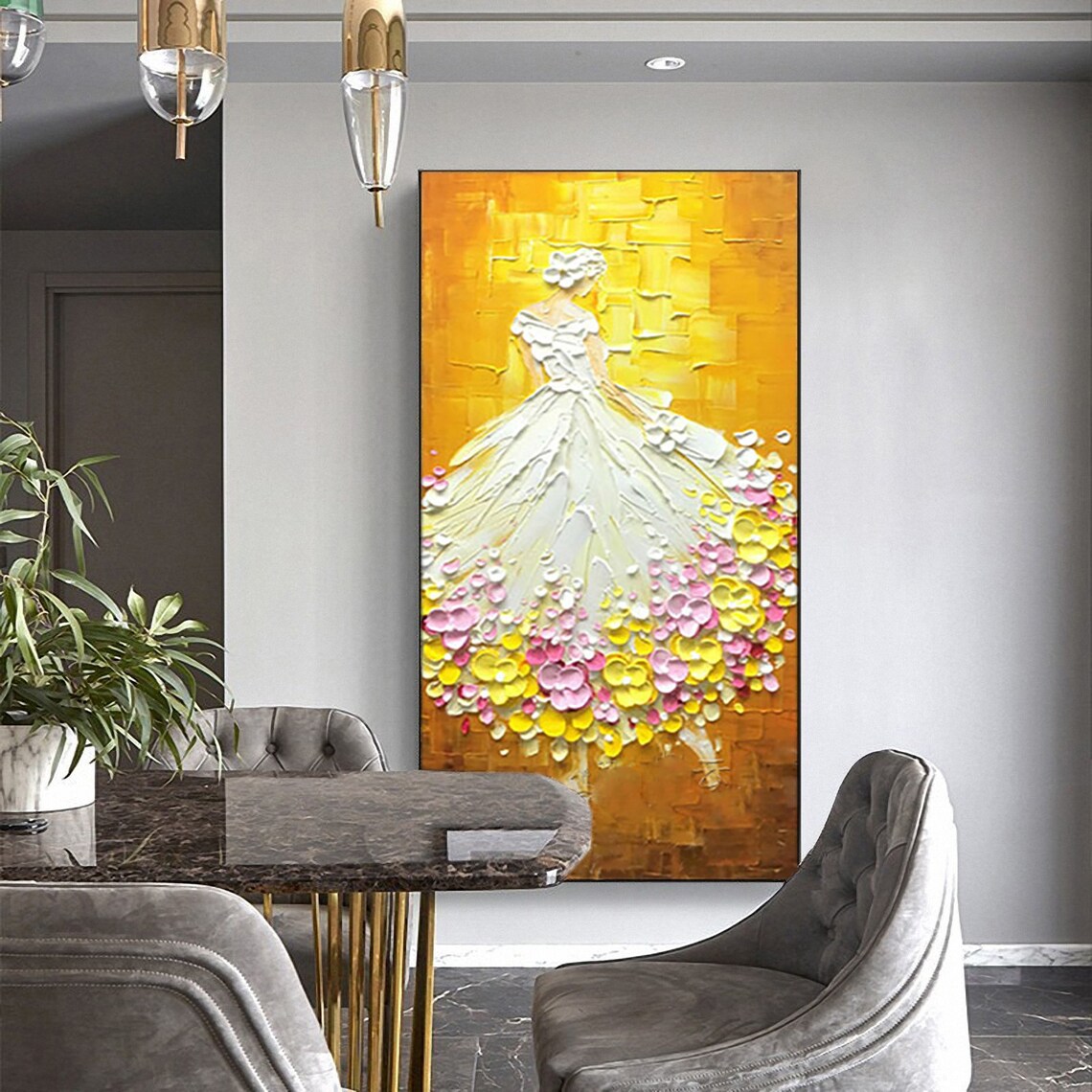 Ballerina Painting, Abstract Floral Wall Art Print - Image 2