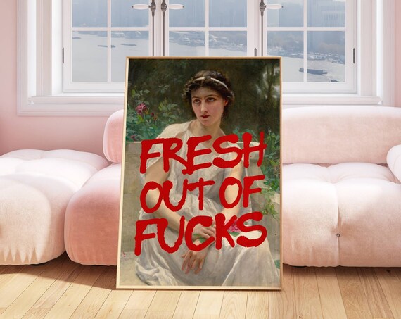 Funny Sarcastic Classical Portrait With Bold Red Typography Poster
