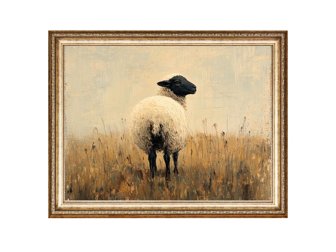 Lamb Painting, Rustic Sheep Farmhouse Art Print