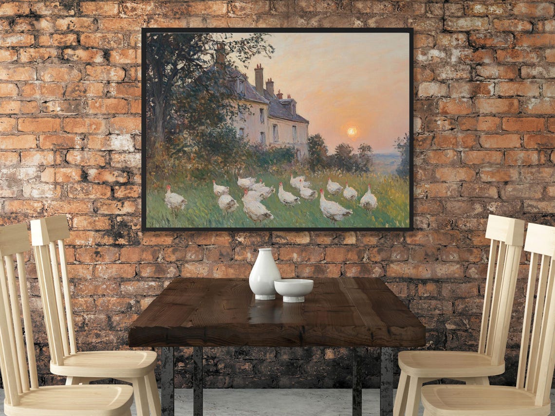 Turkeys Bird Art Monet Painting English Cottage Oil Painting Vintage Style Prints Cottage Core Art Art Downloads - Image 2