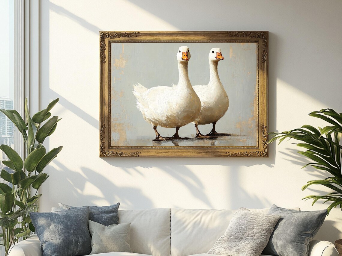 Goose Pair Rustic Farmhouse Animal Art Print - Image 2