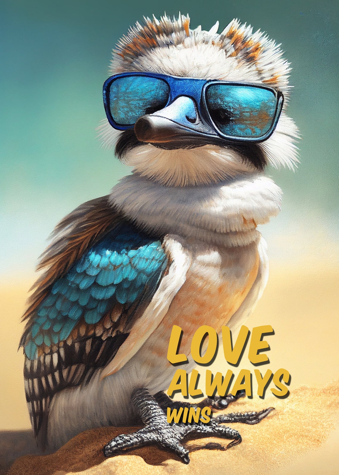 Mighty Kookaburra Sunglasses Beach Funny Bird Customizable Poster - Image 2