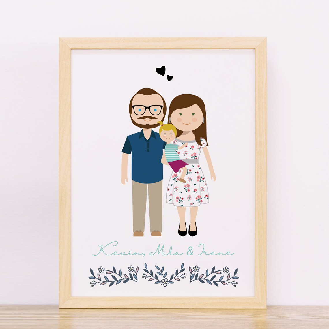 Personalized Tribu d'Amour Family of Four Illustration Portrait Poster - Image 2