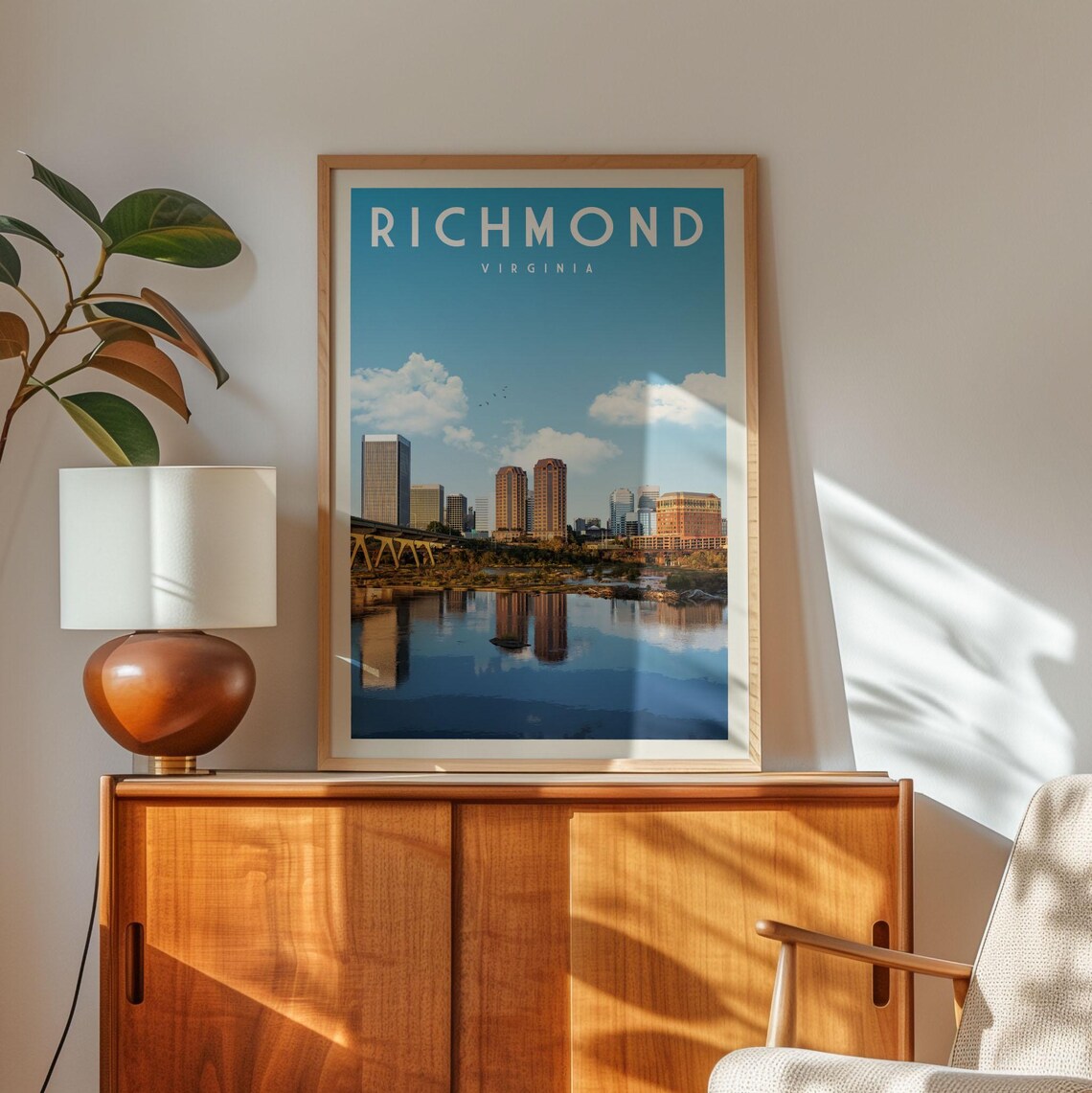 Richmond Virginia Skyline Map Travel Poster