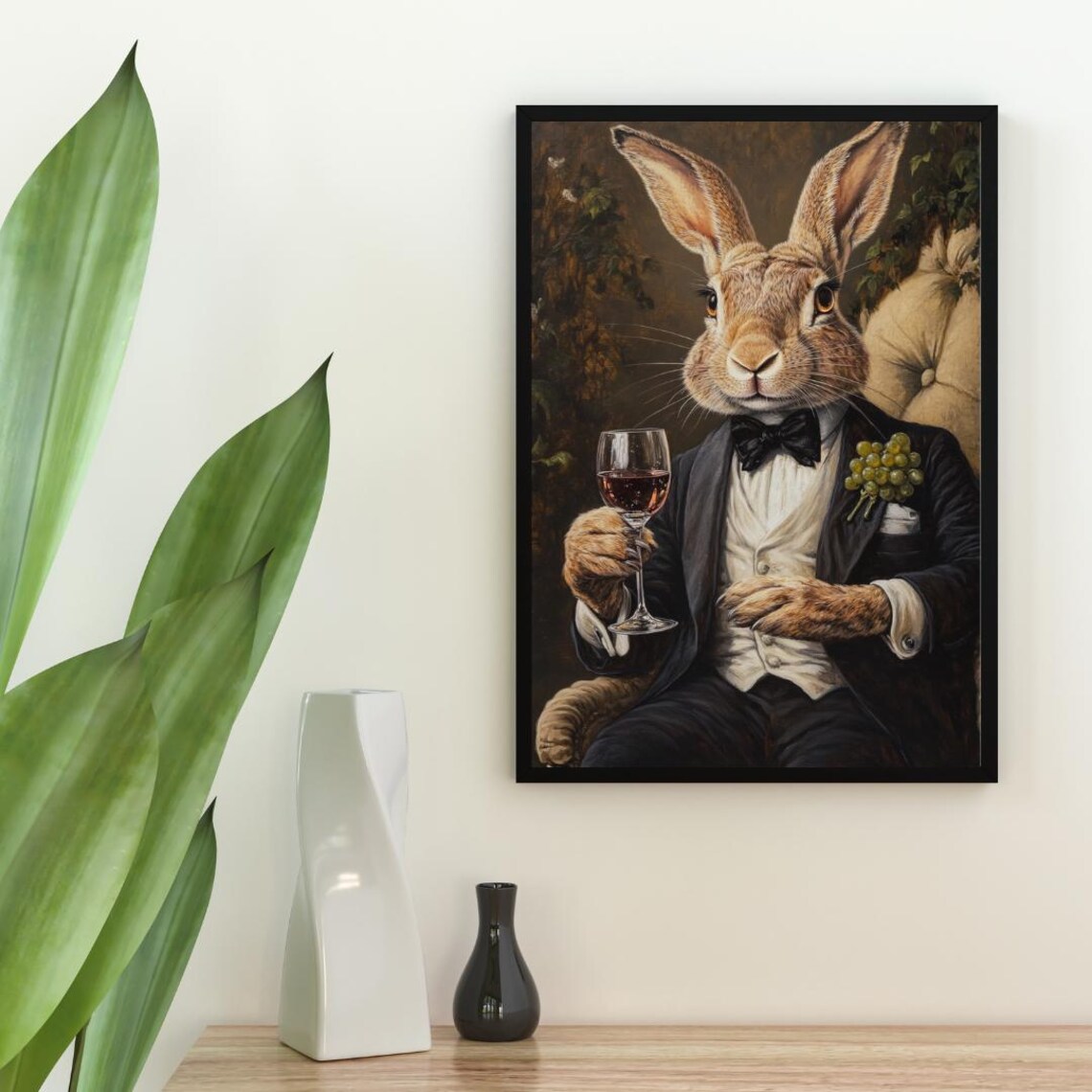 Hare In Tuxedo Poster, Funny Rabbit Portrait - Image 2