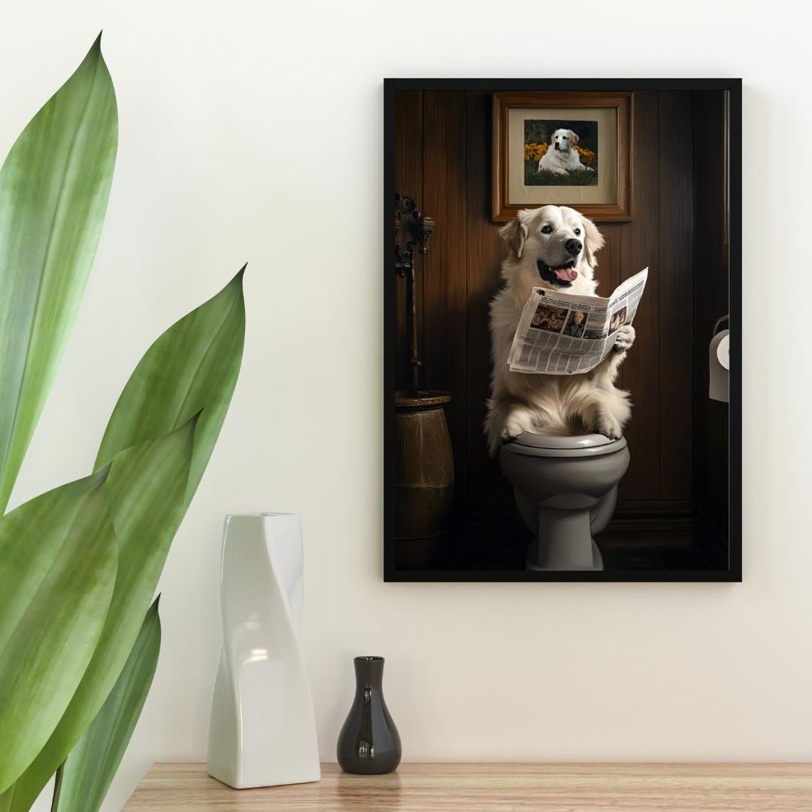 Anatolian Shepherd Dog On Toilet Poster Dog Poster Anatolian Shepherd Dog Bathroom Print Dog Wall Art Anatolian Shepherd Dog Portrait - Image 2