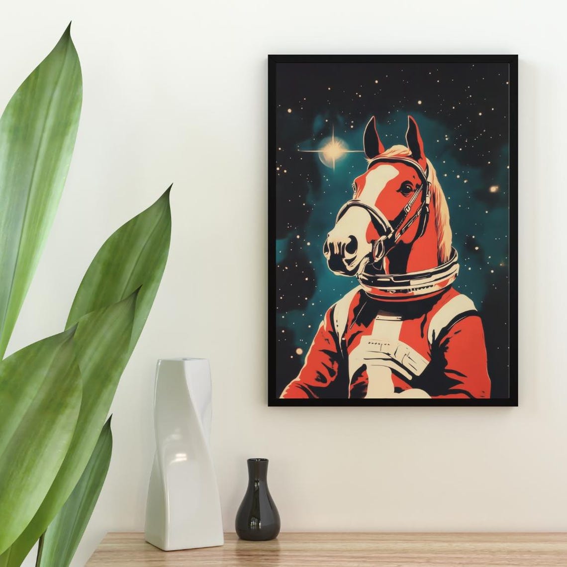 Horse Astronaut Poster Horse Retro Print Horse Portrait Animal Retro Space Poster Funny Animal Poster Andy Warhol Print Vintage Poster - Image 2