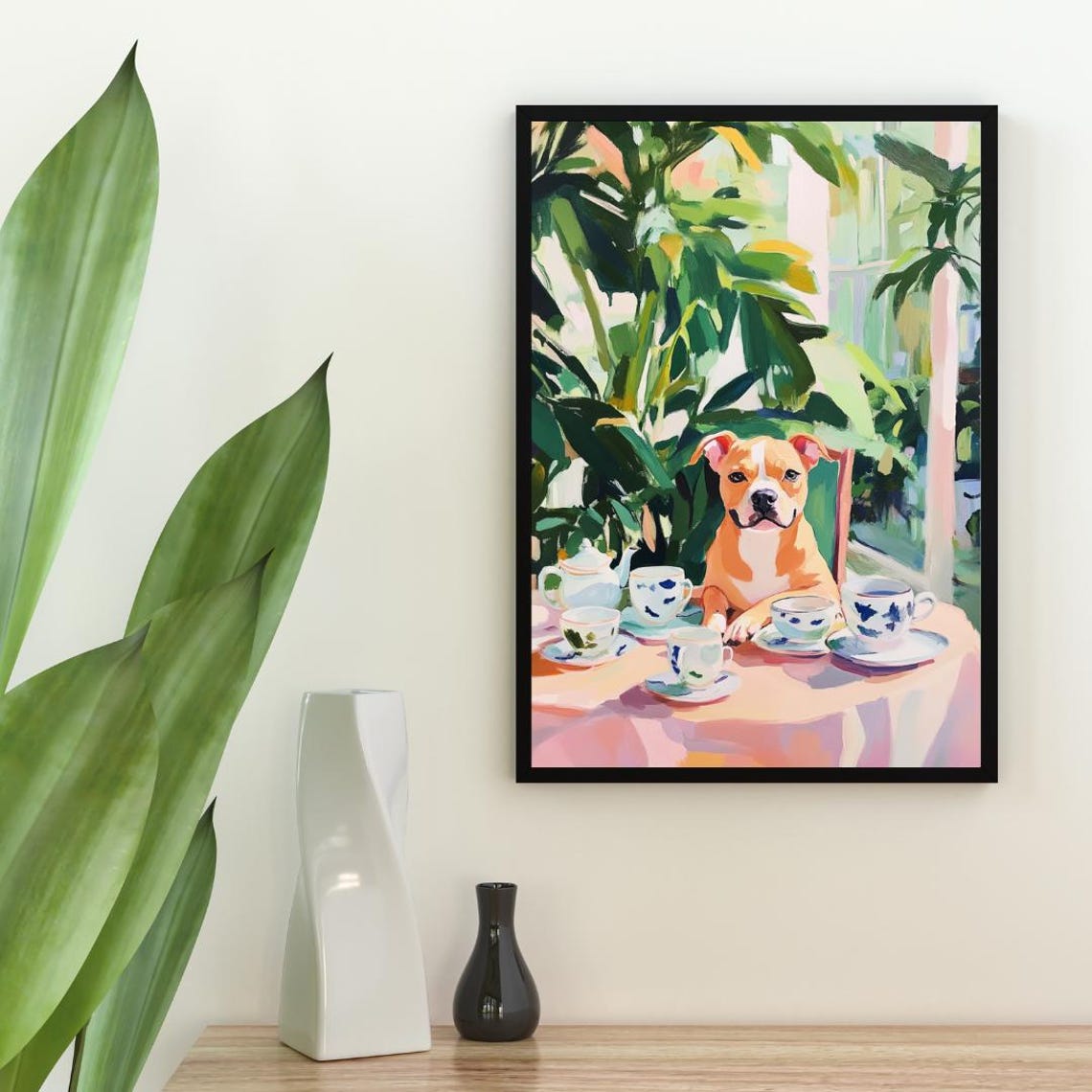 Retro Staffordshire Bull Terrier Poster Staffy Oil Painting Vintage Staffy Poster Dog Dining Room Wall Art Retro Dog Poster Pet Poster - Image 2