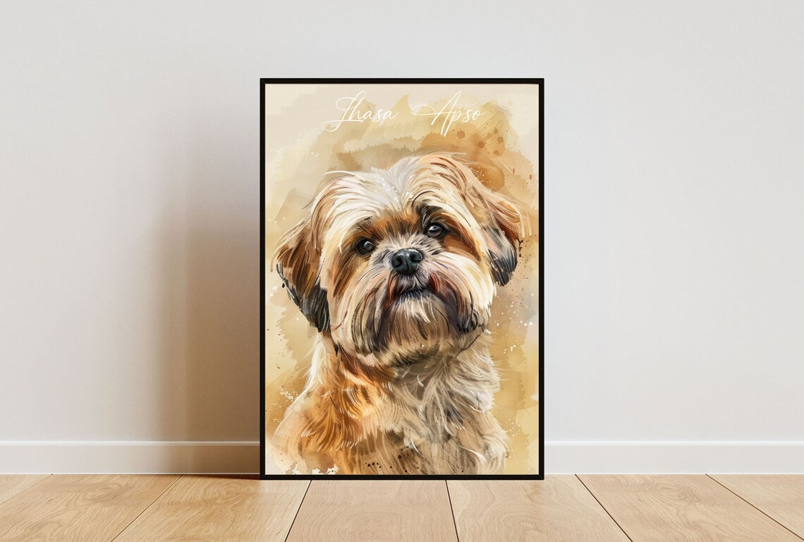 Lhasa Apso Watercolor Dog Poster Art Print