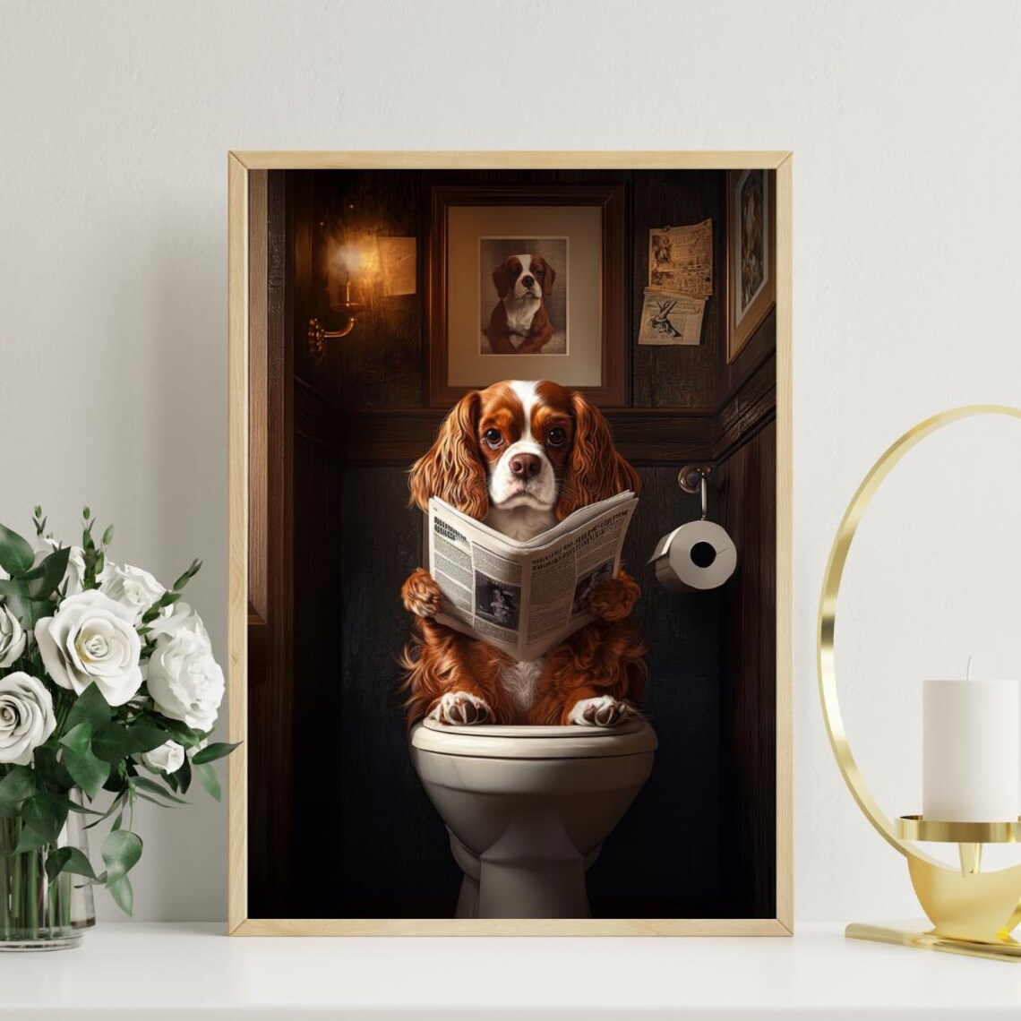 Cavalier King Charles Spaniel Toilet Bathroom Wall Art Print - Image 3