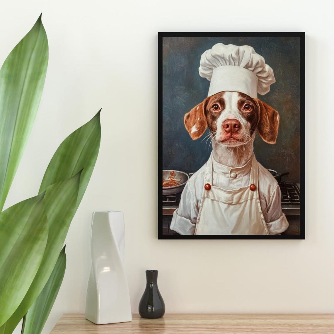 Brittany Spaniel Chef Dog Portrait Poster Funny Kitchen Decor Gift - Image 2