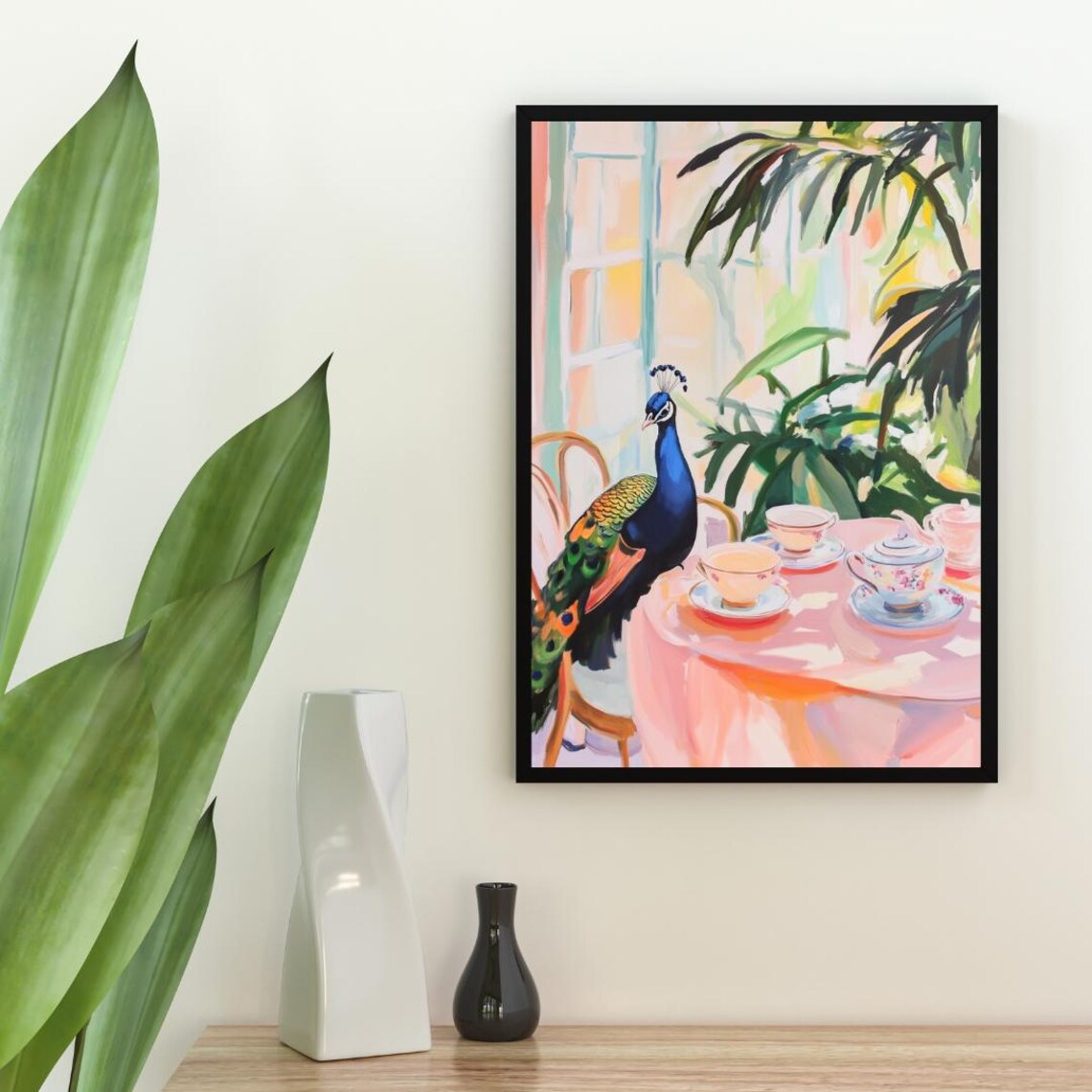 Retro Peacock Oil Painting, Vintage Animal Poster - Image 2