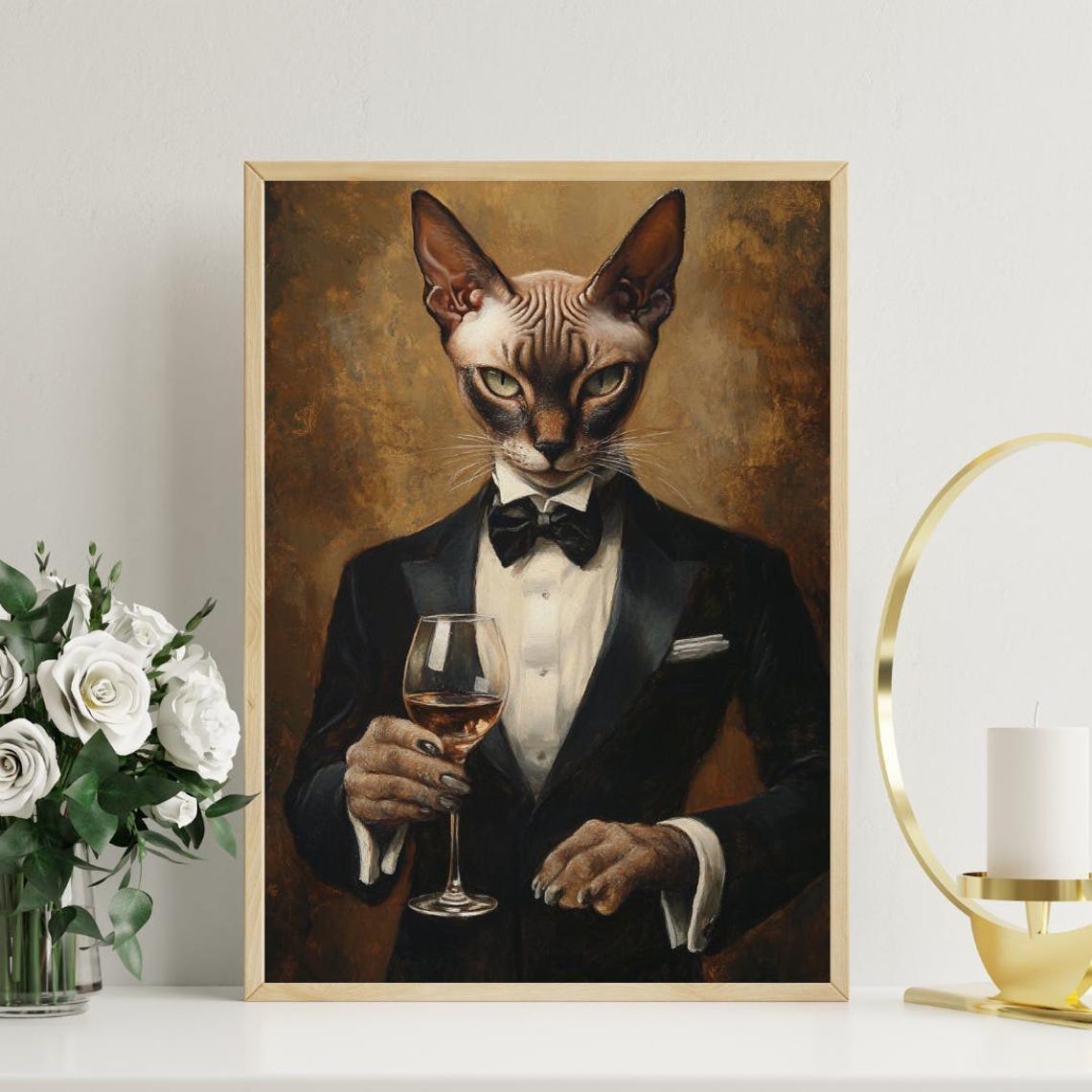 Oriental Shorthair In Tuxedo Poster Pet Oriental Shorthair In Suit Print Oriental Shorthair Portrait Funny Oriental Shorthair Art Cat - Image 3